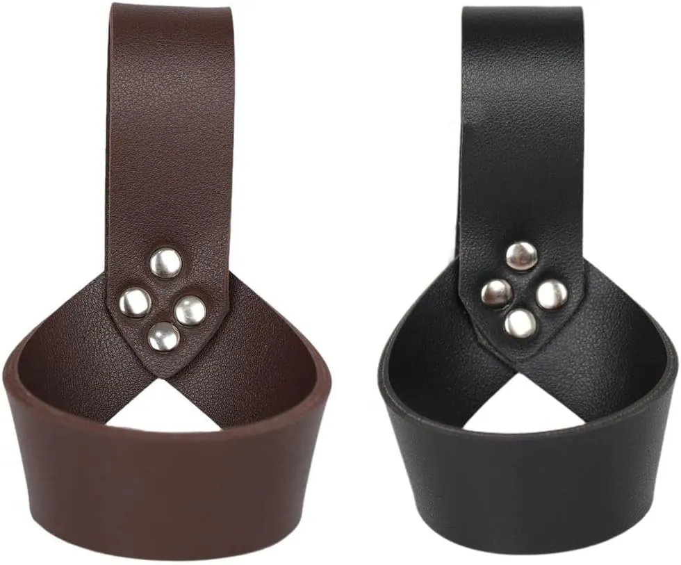 2 Pcs Medieval Renaissance Belt Sword Holder Sheath Scabbard Belt for Adult Men Cosplay Props Knight Leather Frog Case Black