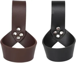 2 Pcs Medieval Renaissance Belt Sword Holder Sheath Scabbard Belt for Adult Men Cosplay Props Knight Leather Frog Case Black