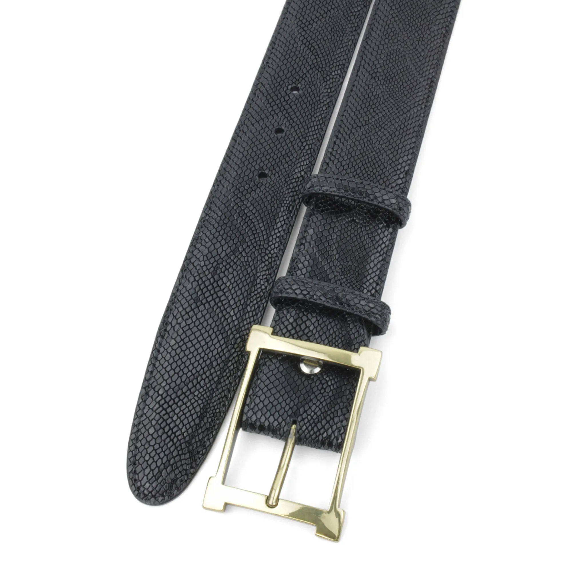 Black Mock Python Open Frame Belt