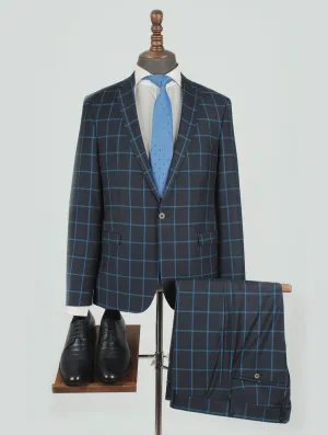 Blue Line Of Gray Bespoke Men Suit Tailored