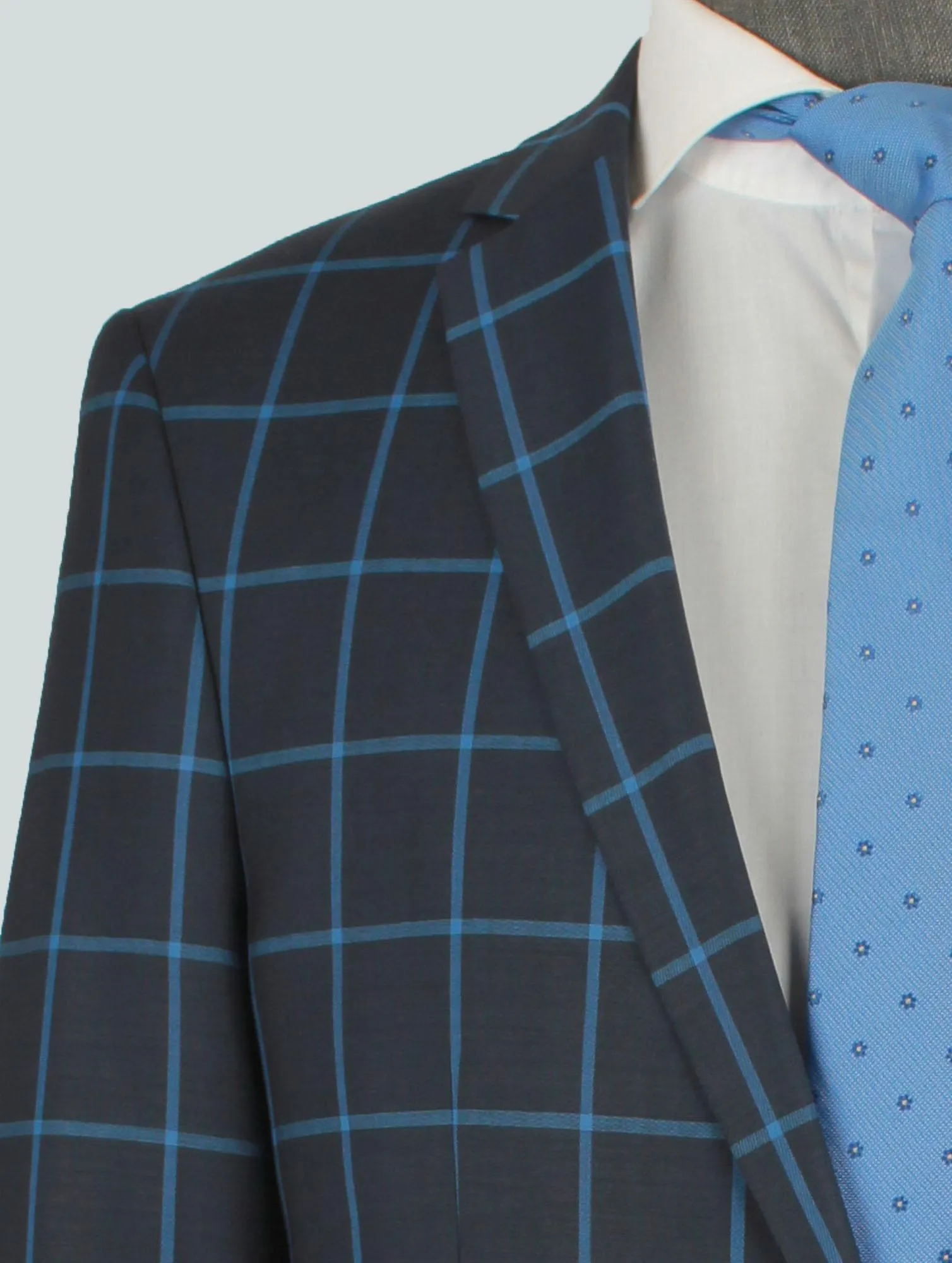 Blue Line Of Gray Bespoke Men Suit Tailored