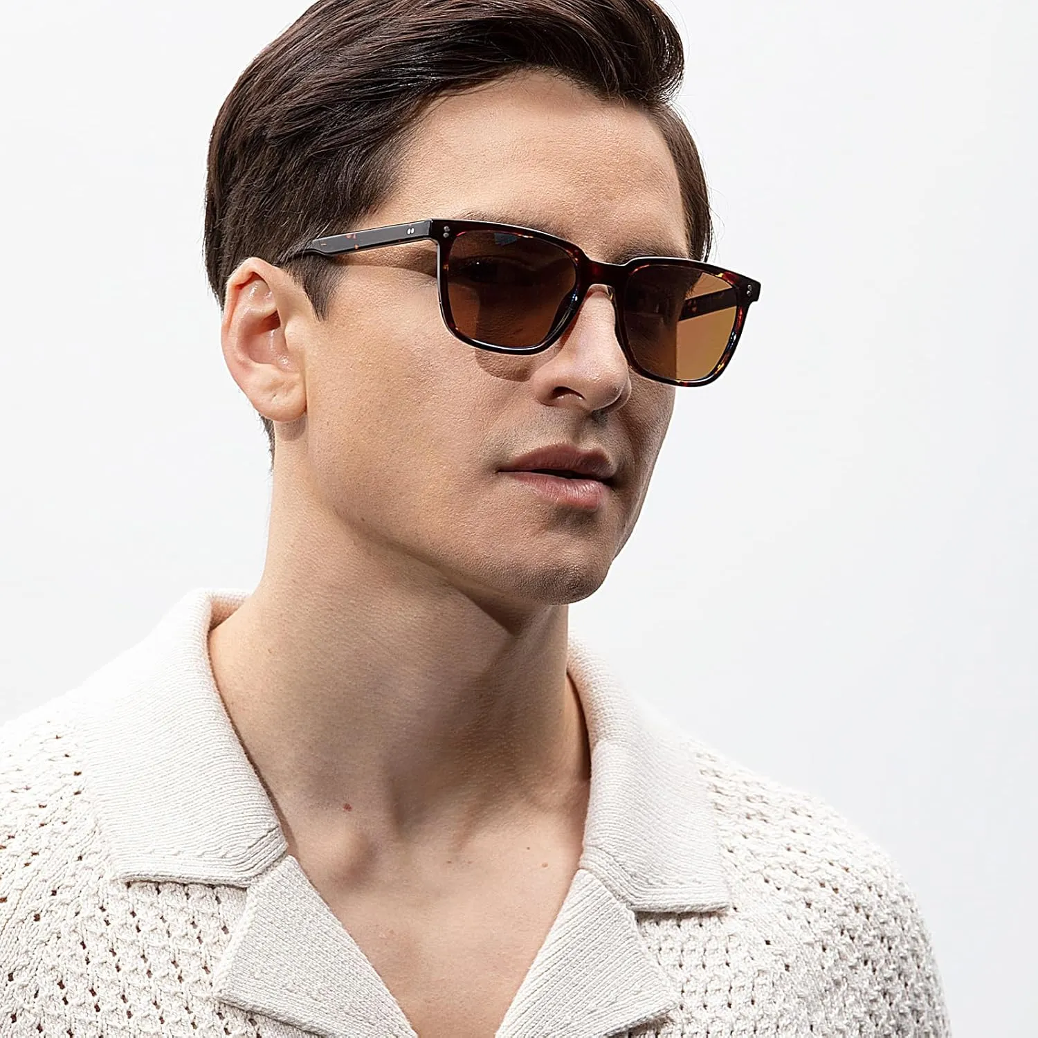 CARFIA Acetate Polarized Sunglasses for Men UV400 Protection Classic Retro Square Shades Driving Glasses