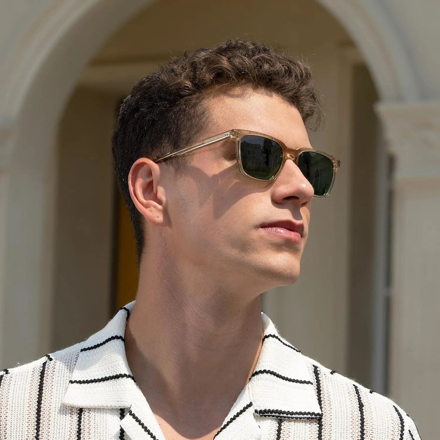 CARFIA Acetate Polarized Sunglasses for Men UV400 Protection Classic Retro Square Shades Driving Glasses