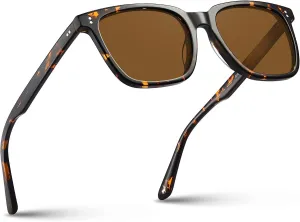 CARFIA Acetate Polarized Sunglasses for Men UV400 Protection Classic Retro Square Shades Driving Glasses