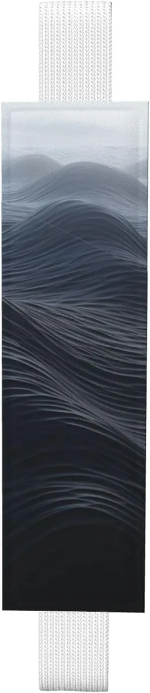 Deep Black Waves Elastic Band Pen Holder Detachable Pu Leather Pen Sleeve Pouch Journal Pencil Holder Pencil Case Office Supplies Gift For Hardcover Journals Notebooks Planners