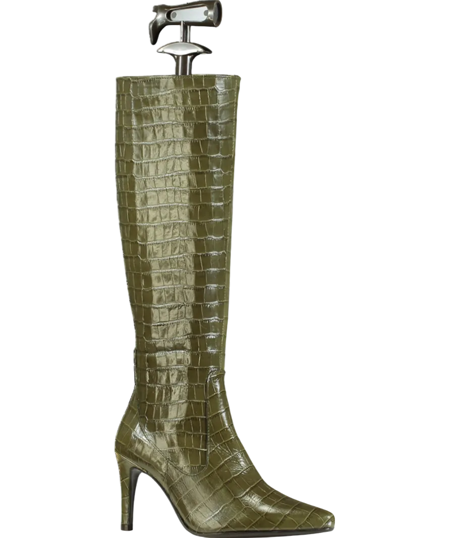 DUO Green Freya Knee High Boots in Green Croc UK 4 EU 37 👠