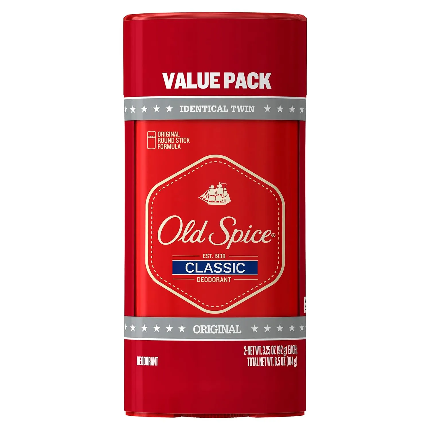 Old Spice Classic Deodorant for Men, 24hr Sweat & Odor Protection, Long Lasting Freshness, Clean & Masculine Fragrance, Original Scent, 3.25 oz (Pack of 2)