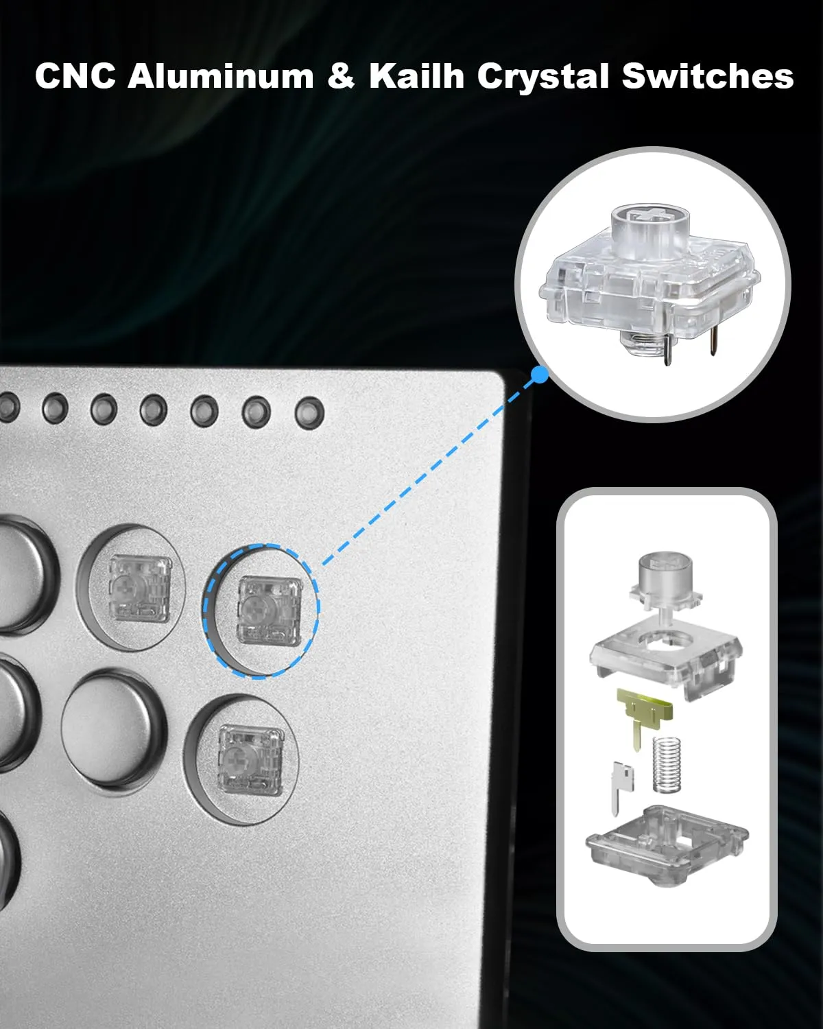 ONEED Haute42 Leverless Controller: M16 Plus Grey Aluminum Leverless Arcade Stick for PC/PS3/PS4/Switch Game, Crystal Low-Profile Switch Arcade Stick Support Hot Swap & SOCD