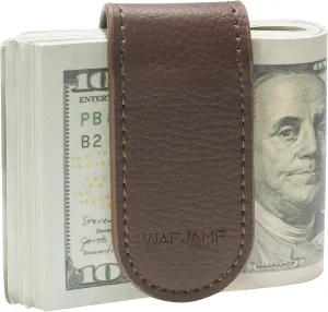 WAFJAMF Slim Magnetic Money Clip Leather Business Card Holder Pocket Cash Wallet