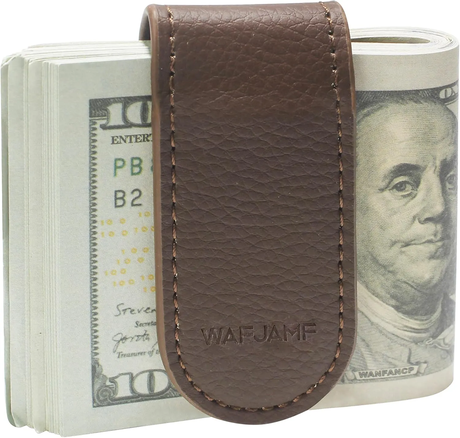 WAFJAMF Slim Magnetic Money Clip Leather Business Card Holder Pocket Cash Wallet